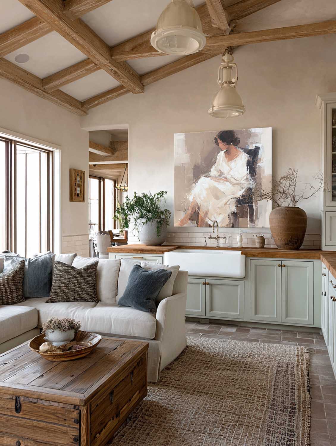 Large Abstract Female Figure Oil Painting Original White Female Figure Wall Art Minimalist Figure Oil Painting