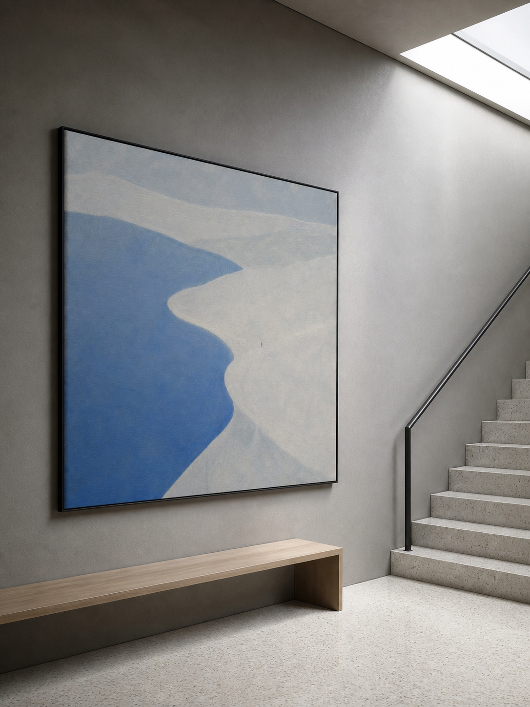 Minimalist Blue And White Seaside Canvas Art Modern Coastal Wall Decor