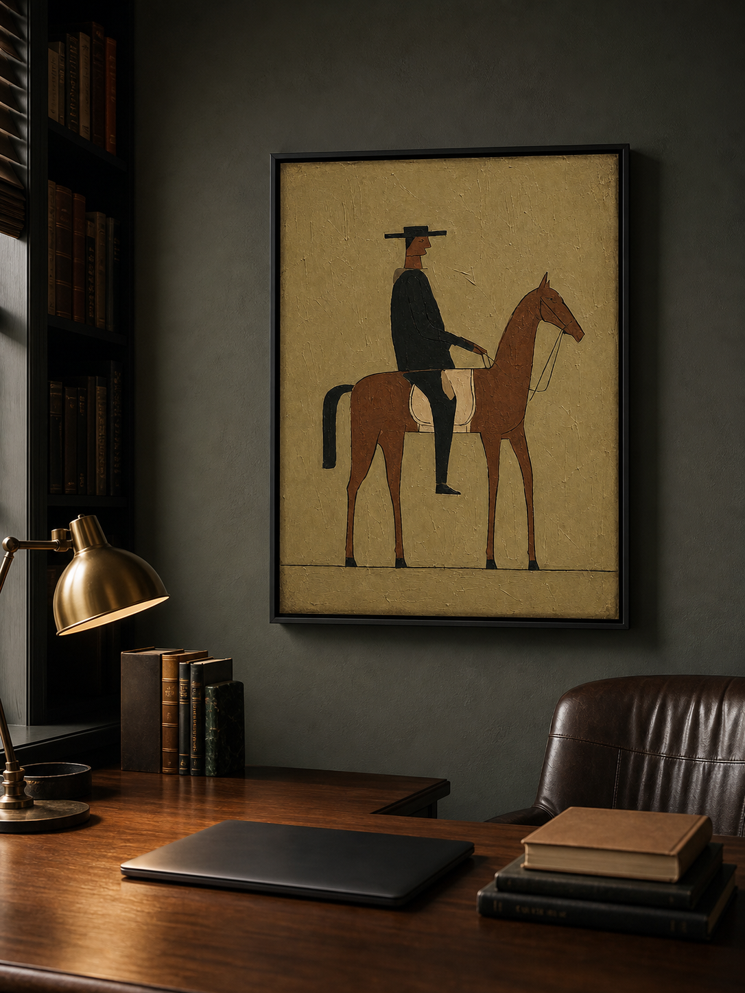 Vintage Horse And Rider Painting Modern Wall Art For Living Room Decor