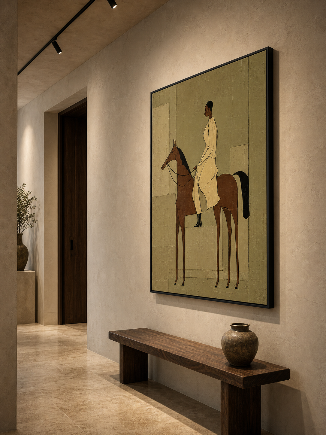 Vintage Equestrian Oil Painting Woman On Horse Retro Wall Art For Living Room Decor