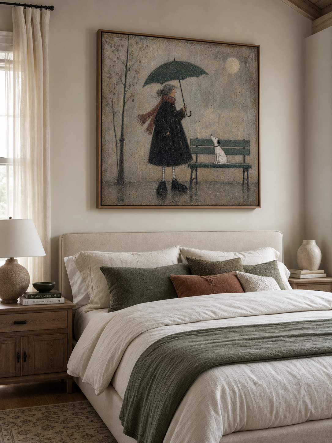 Vintage Woman And Dog Oil Painting Large Canvas Wall Art For Cozy Home Decor