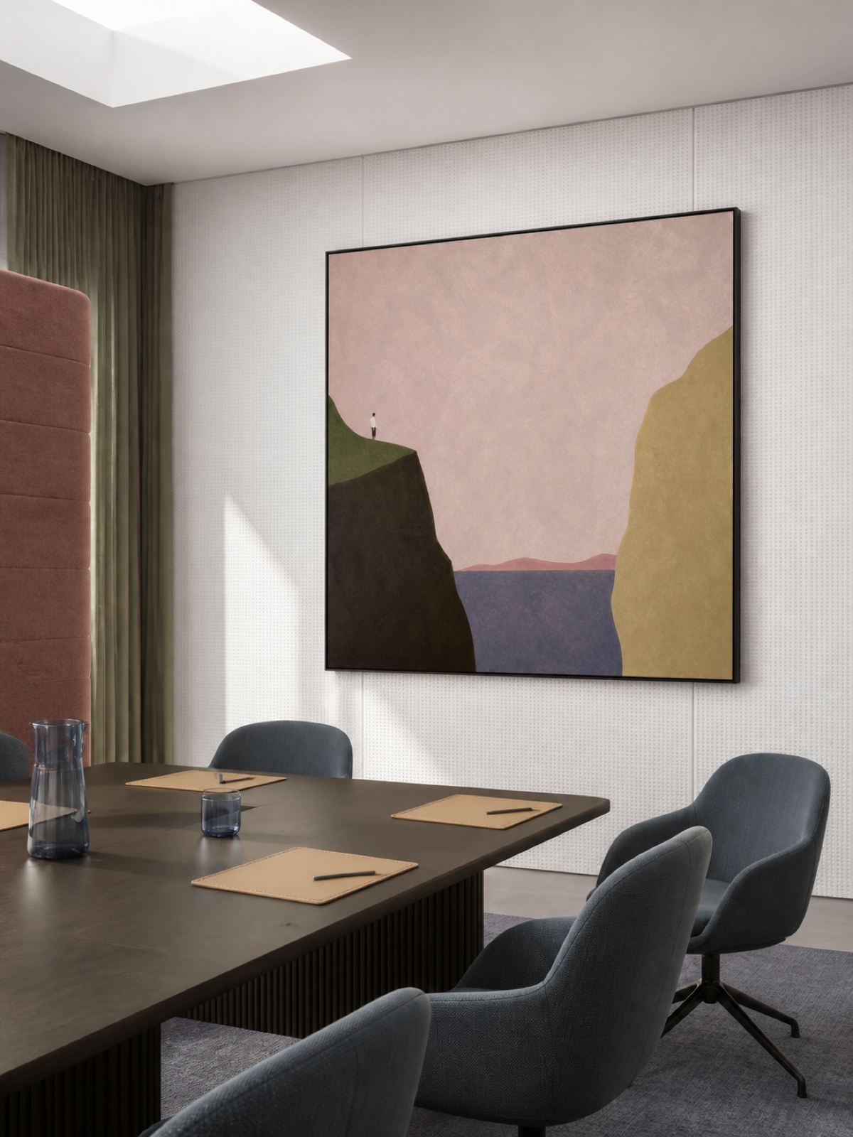 Modern Coastal Wall Art For Living Room With Earth Tones And Pink Hue