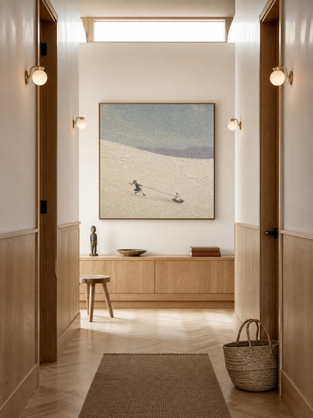 Whimsical Desert Adventure Painting With Textured Dunes For Modern Wall Art Decor