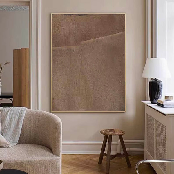 Large Minimalist Brown Abstract Painting on Canvas Brown Wabi Sabi Wall Art Brown Abstract Wall Art