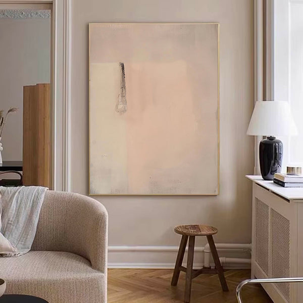 Large Beige And Pink 3d Abstract Painting Minimalist Beige Painting Beige Abstract Wall Art
