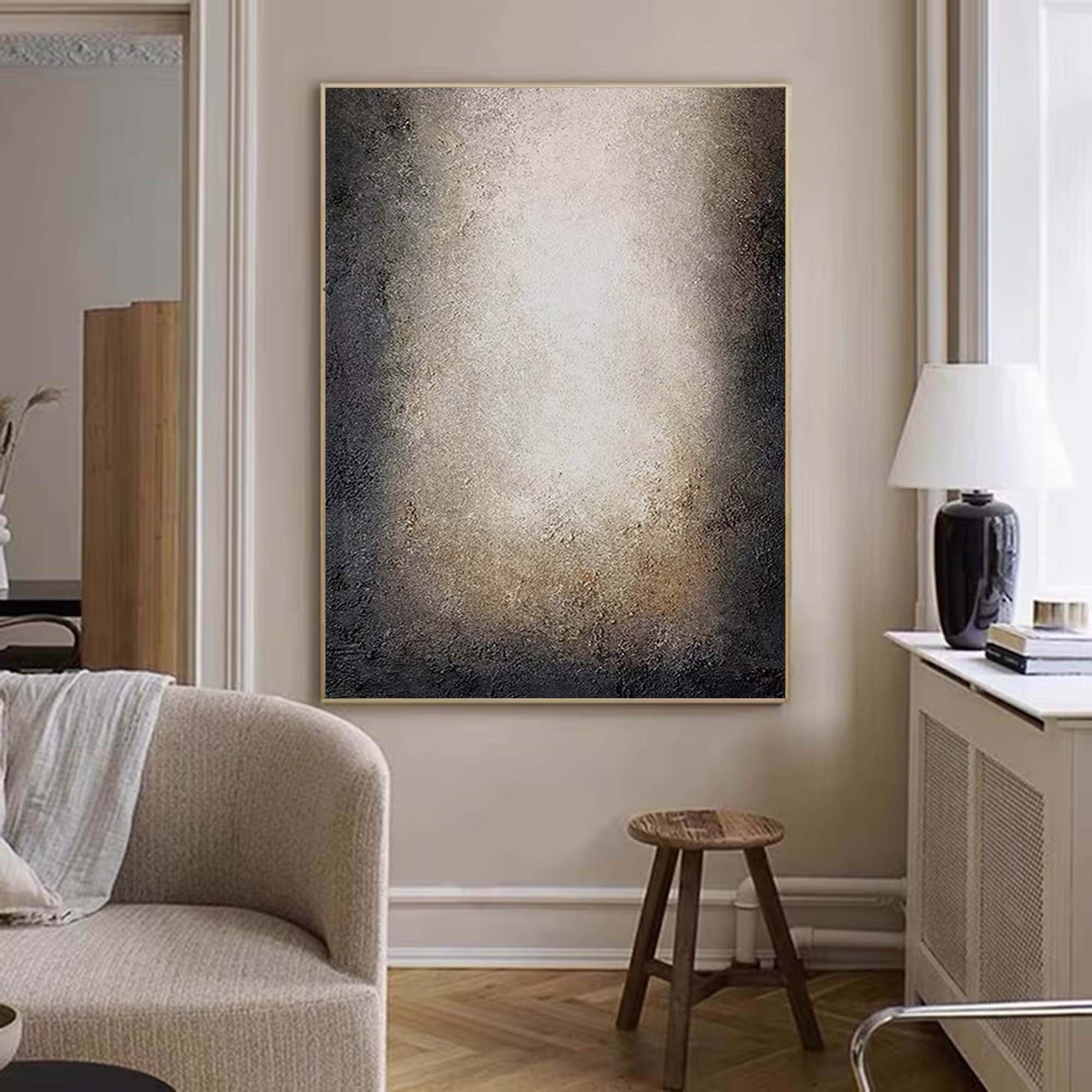 Large Minimalist Abstract Canvas Art Beige And Black Texture Painting Nordic Abstract Painting