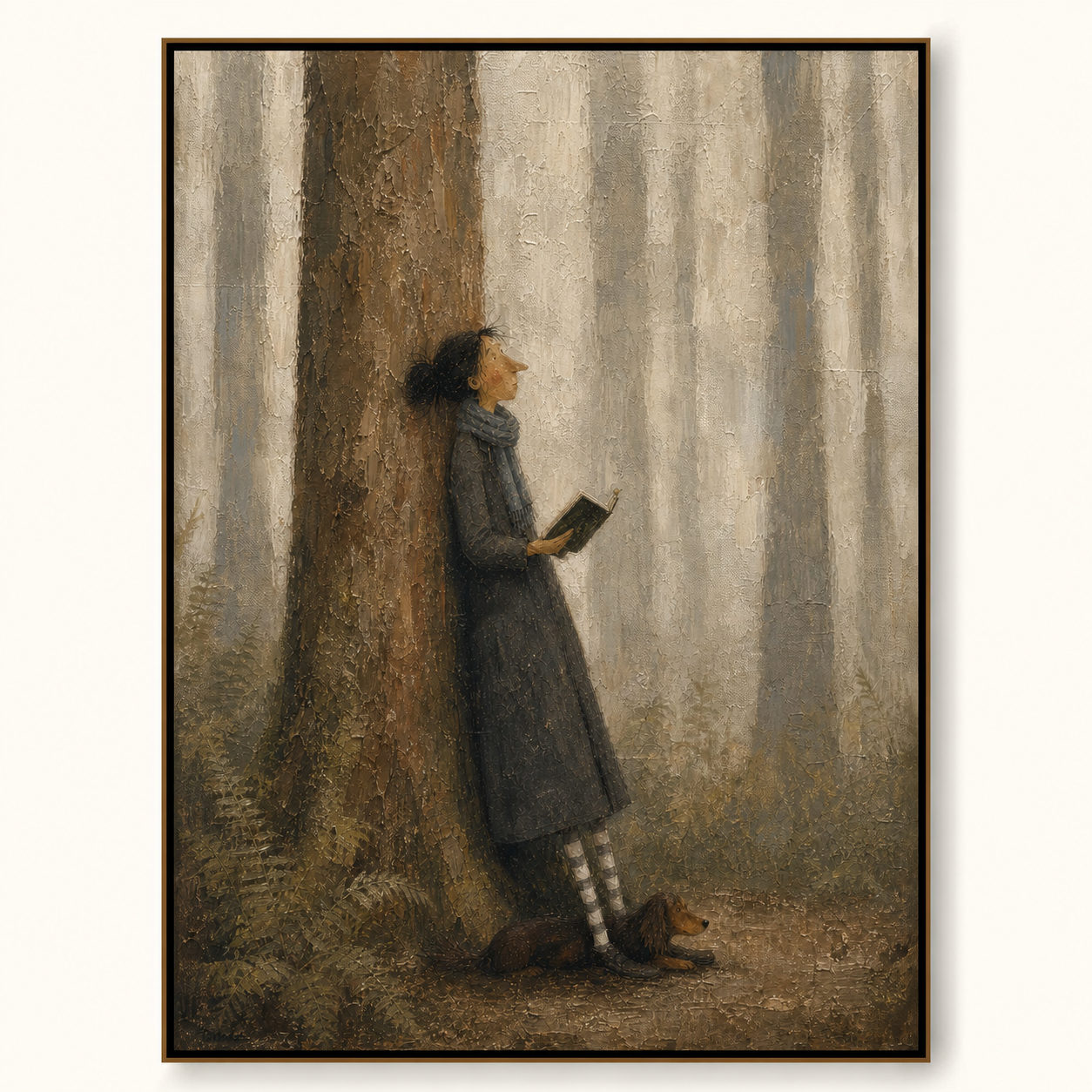 Large Hand Painted Traveler Oil Painting Original Person And Pet Travel Wall Art