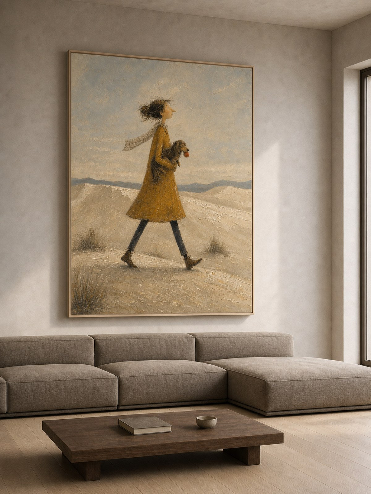 Vintage Abstract White Sands Pet Travel Painting Neutral Travel Painting