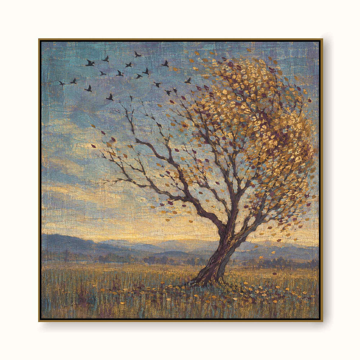 Contemporary Autumn Tree Artwork Large Nature Painting For Modern Home Decor