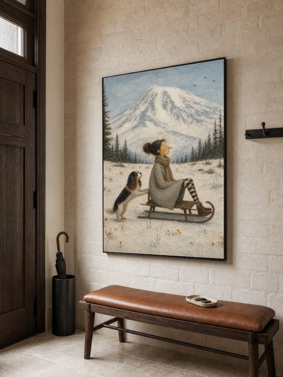 Vintage Mount Rainier Pet Travel Art Original Winter Mountain Art