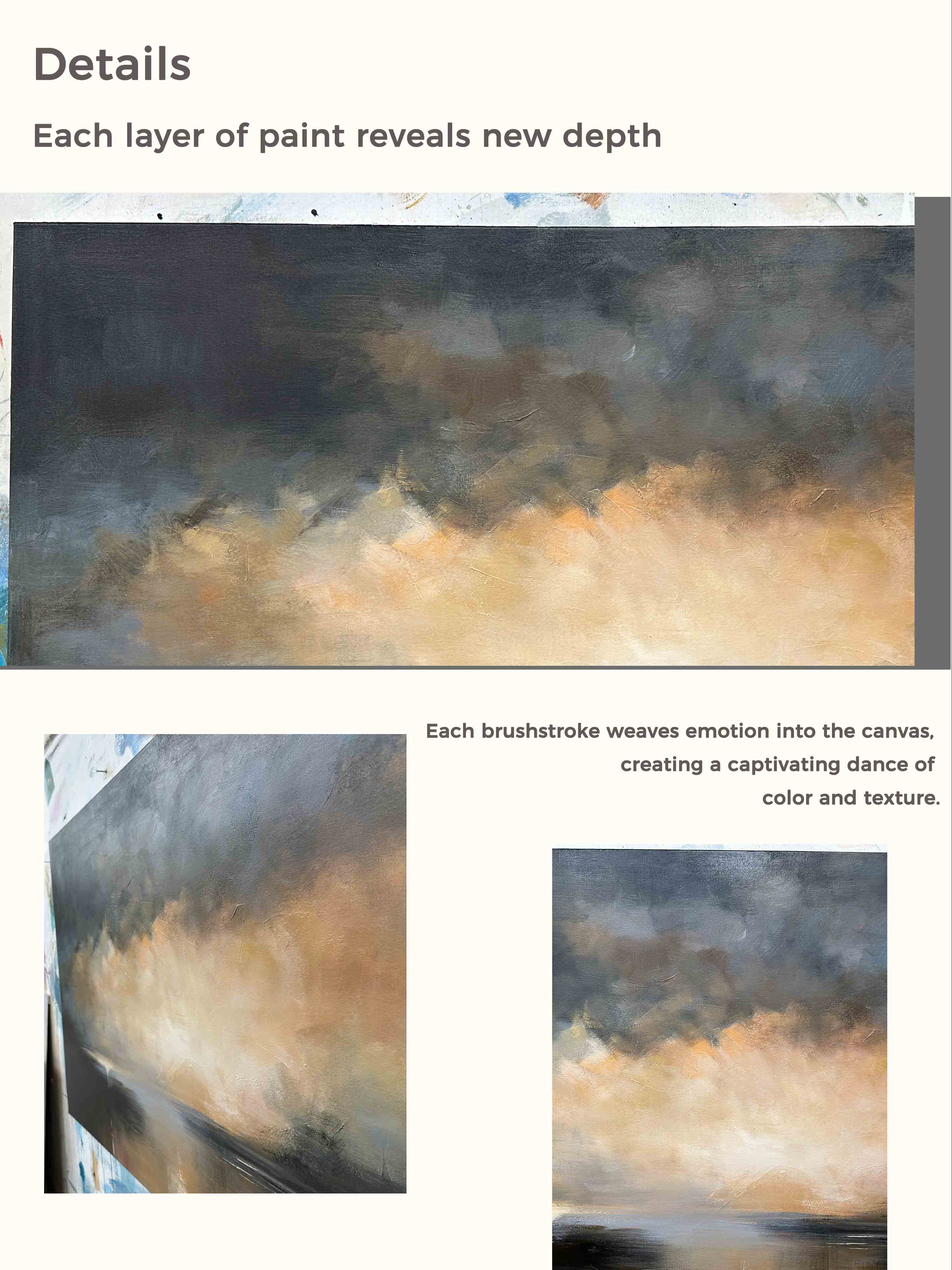 Vintage Minimalist Black And Beige Lake Landscape Painting Large Neutral Black And Beige Abstract Painting