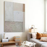 Beige Minimal Painting On Canvas Original Wabi Sabi Painting Boho Wall Art 3d Textural Painting