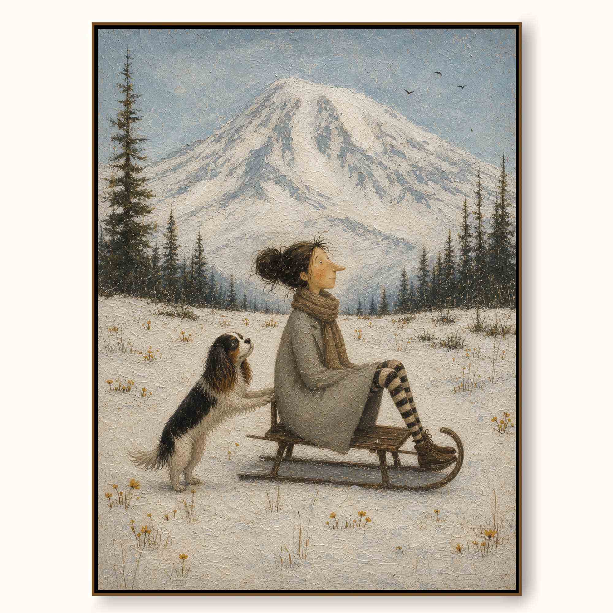 Vintage Mount Rainier Pet Travel Art Original Winter Mountain Art