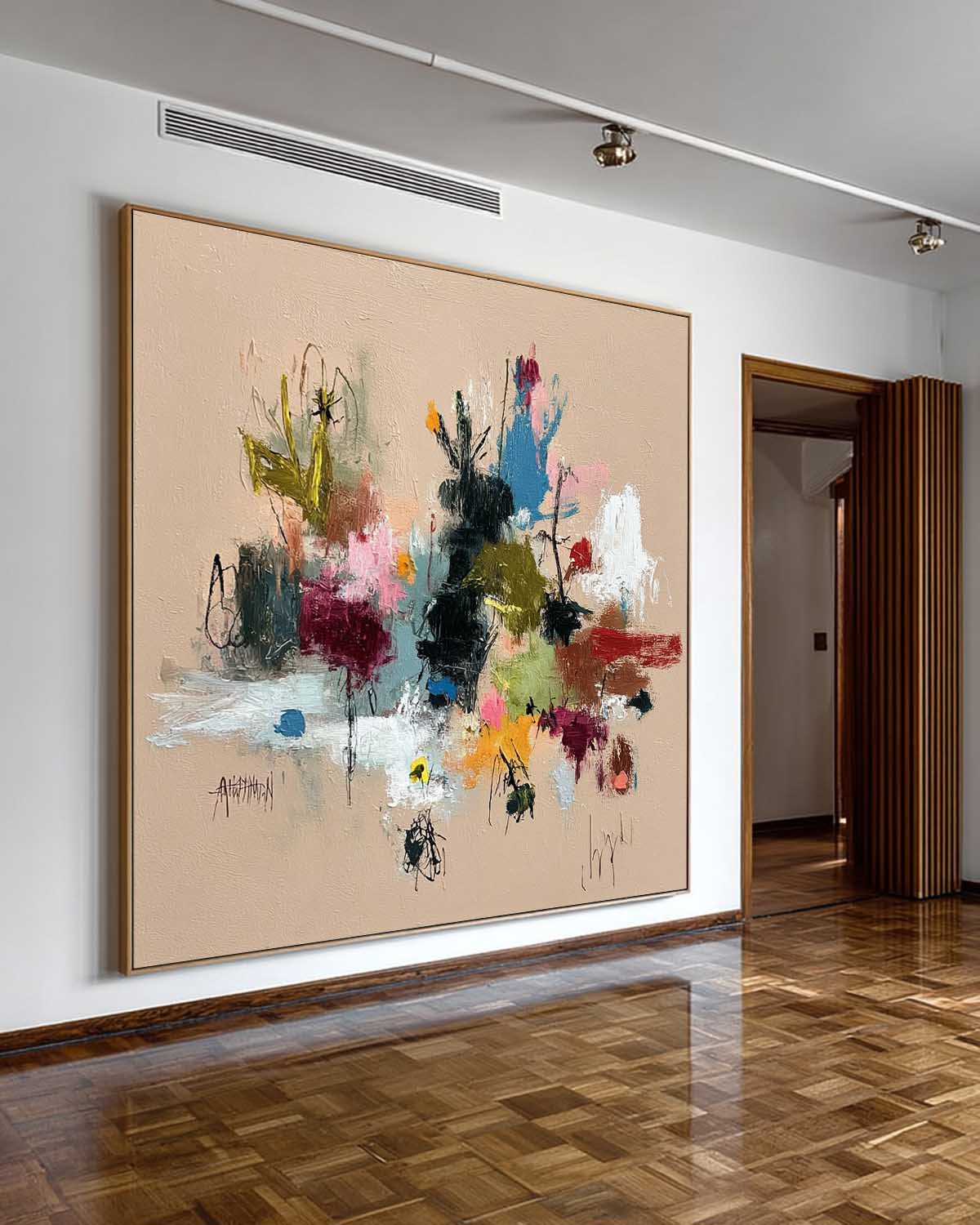 Neutral Earthy Tones Textured Abstract Oil Painting Original Colorful Oil Painting For Living Room Decor