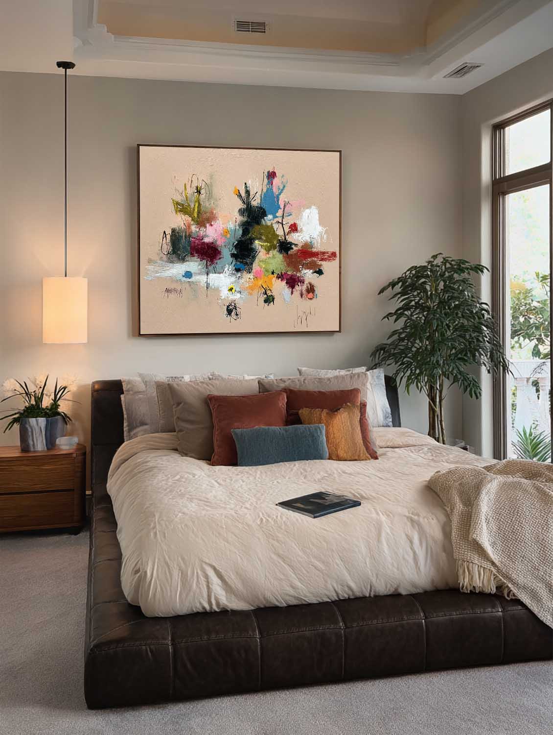 Neutral Earthy Tones Textured Abstract Oil Painting Original Colorful Oil Painting For Living Room Decor