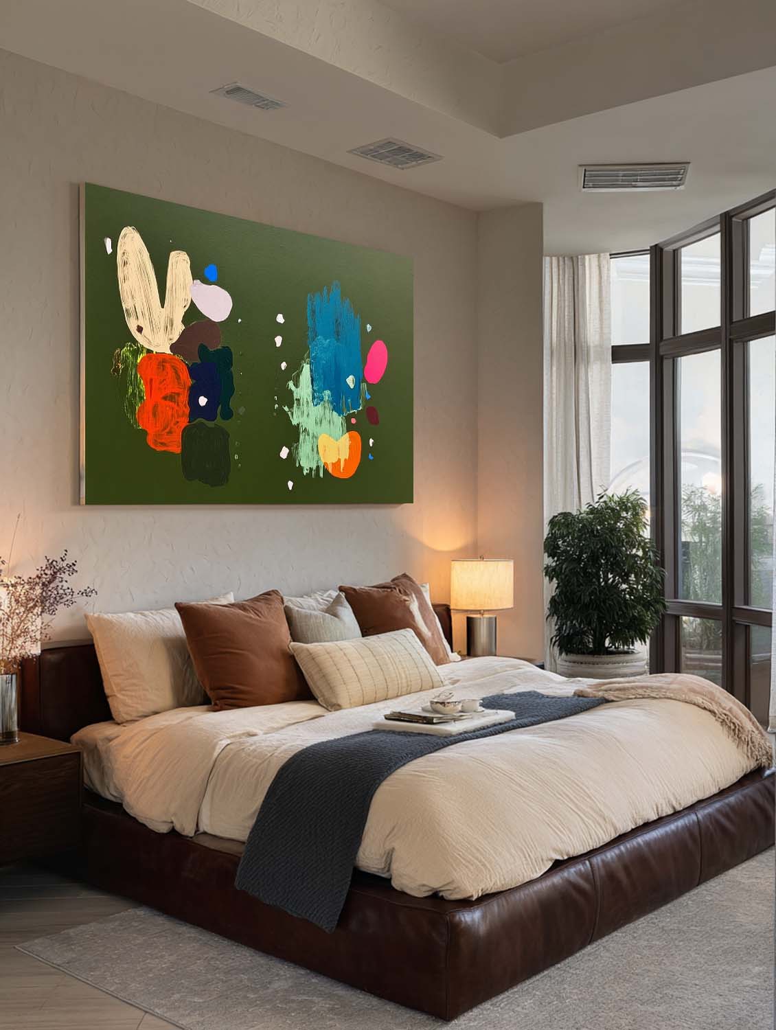 Original Colorful Abstract Oil Painting Handmade Horizontal Minimalist Wall Art