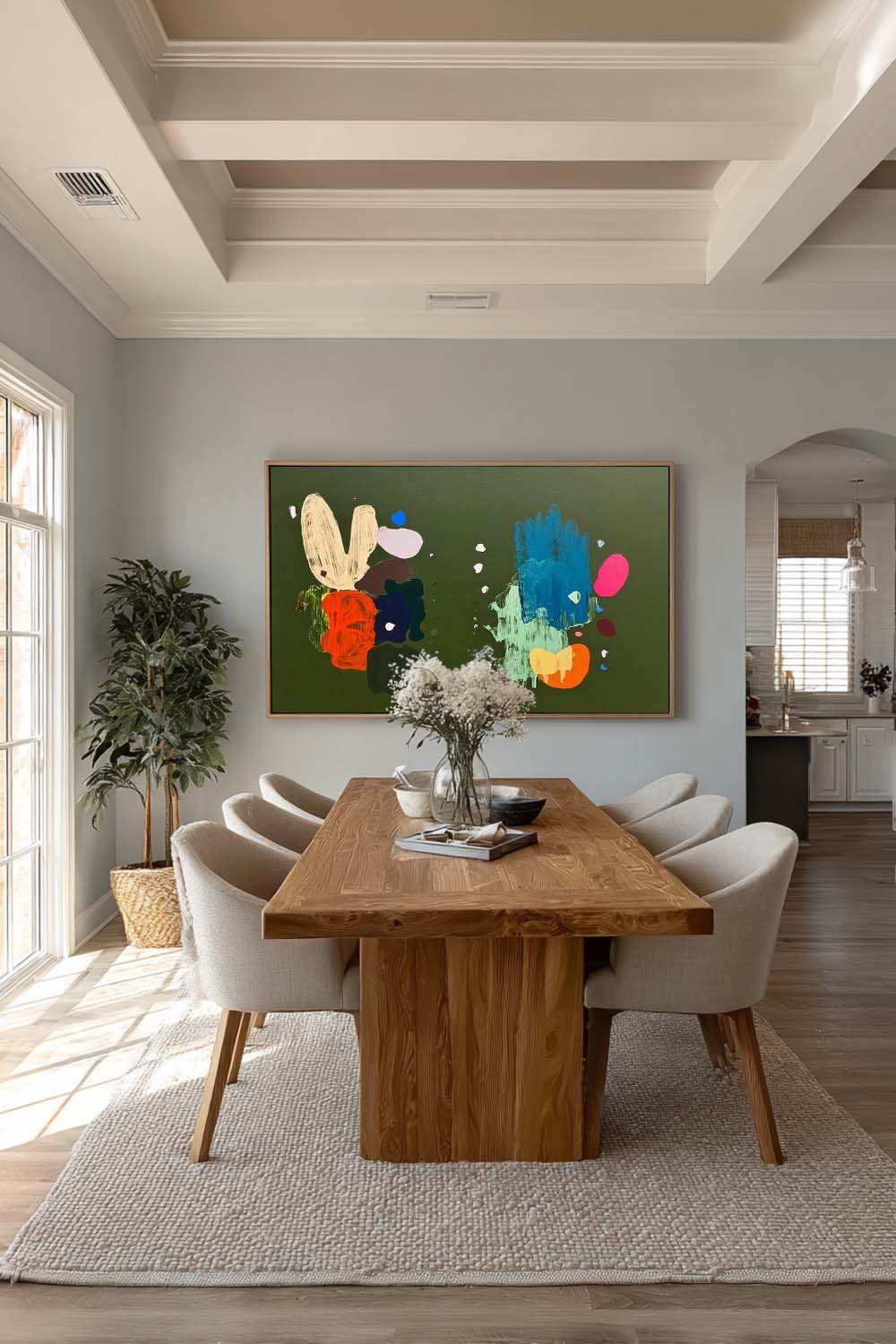 Original Colorful Abstract Oil Painting Handmade Horizontal Minimalist Wall Art