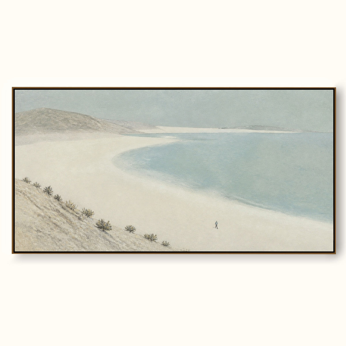Contemporary Curved Shore Canvas Painting For Modern Coastal Bedroom Decor
