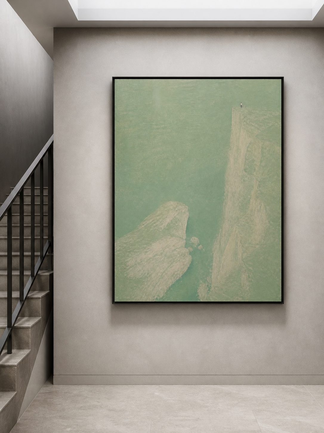 Large Abstract Green Mountain Figure Art For Bedroom Decor