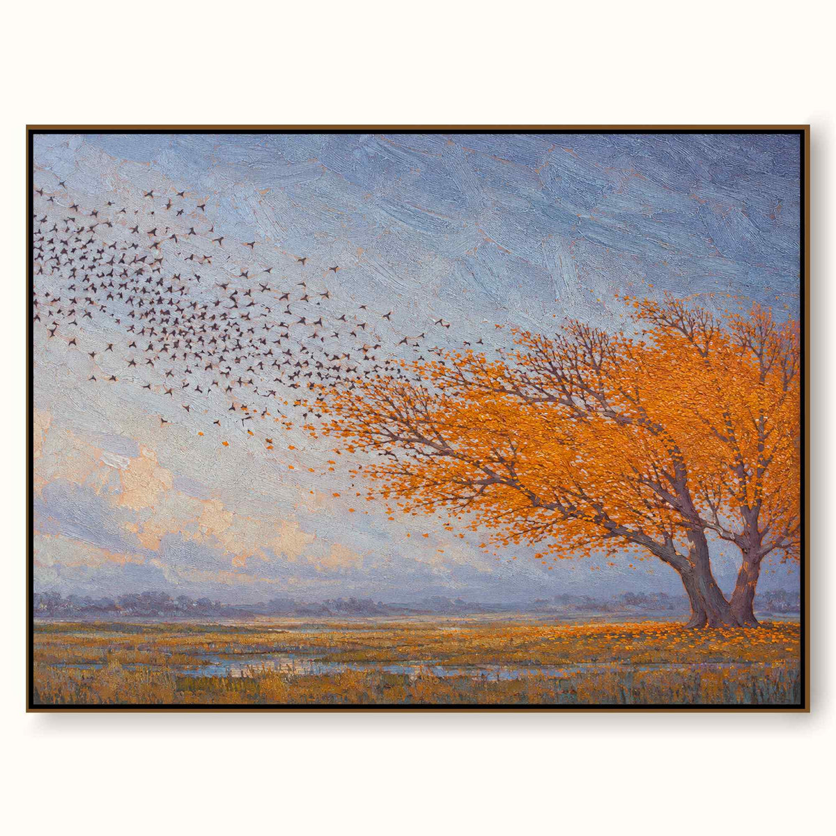 Minimalist Orange Tree Painting Contemporary Nature Wall Art For Modern Home