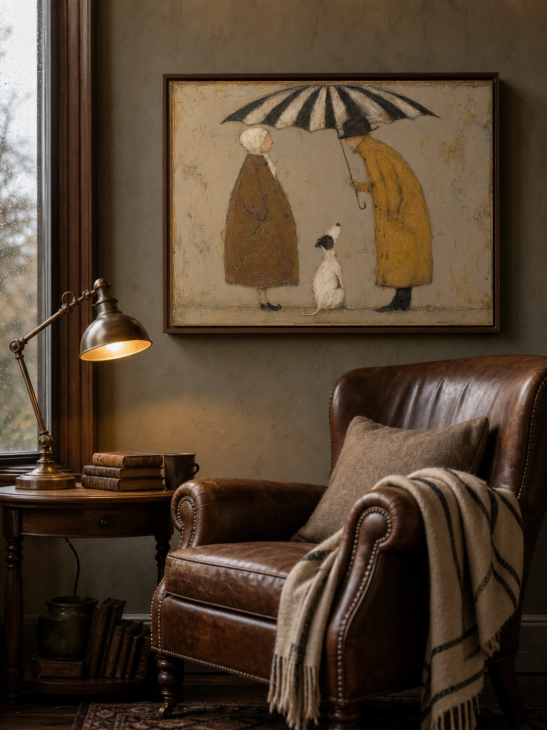 Original Large Neutral Abstract People Painting for Organic Modern Wall Decor