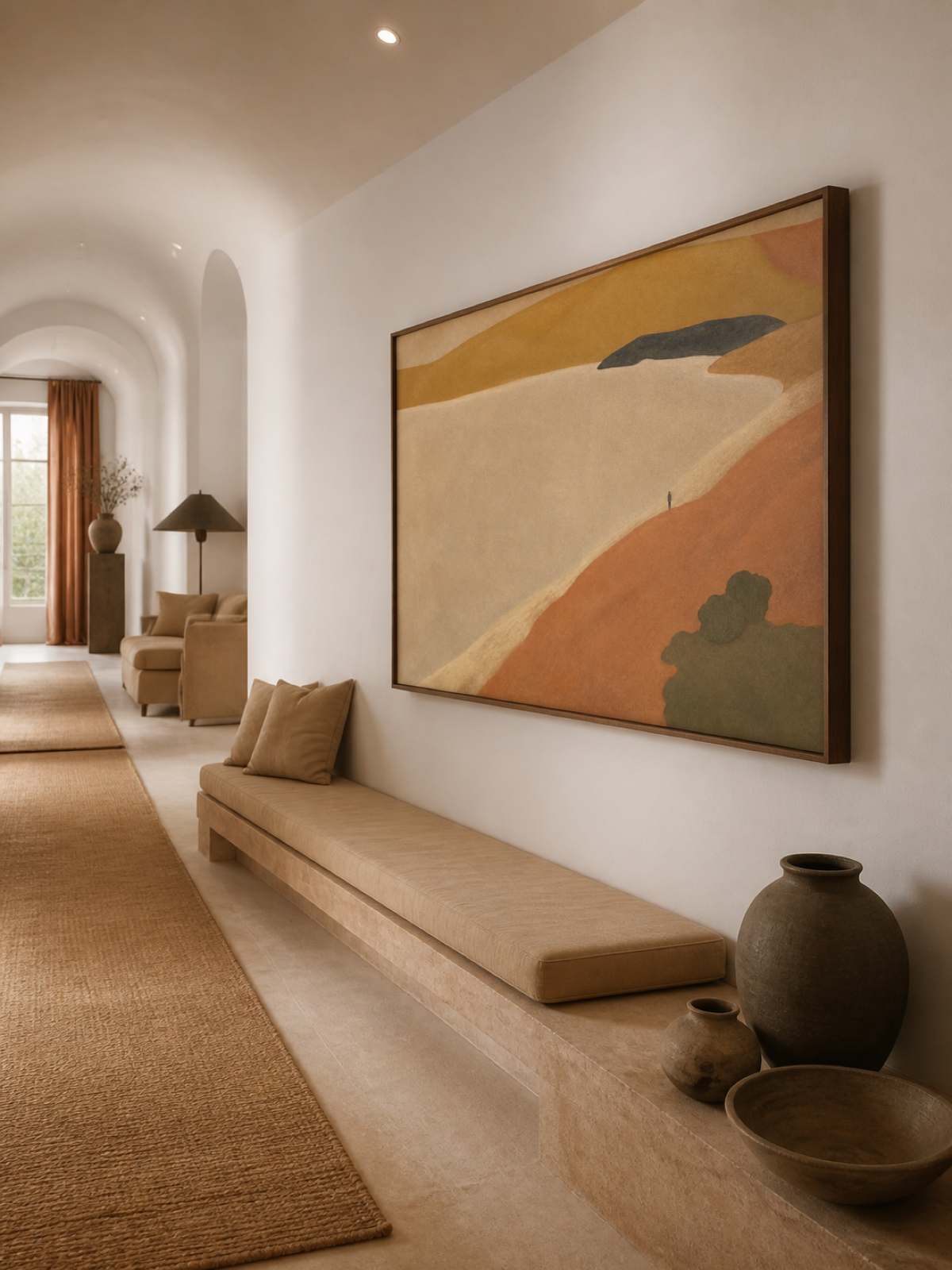 Large Horizontal Wall Art For Living Room In Warm Beige And Brown Earth Tones