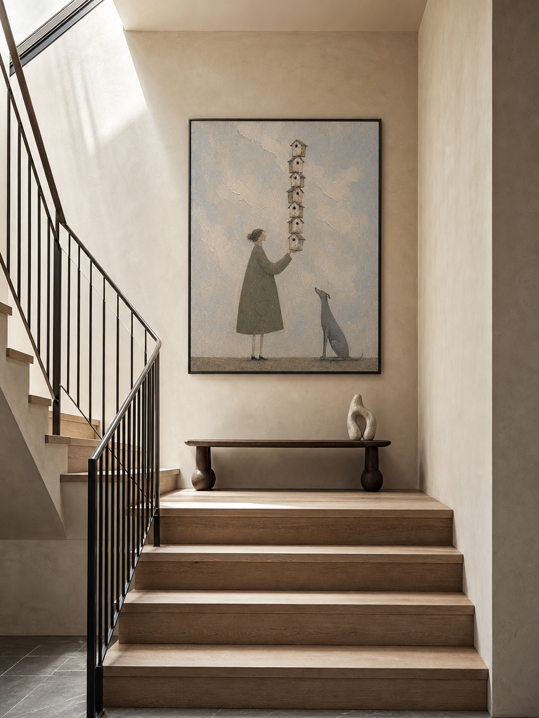 Vintage Style Wall Art Featuring Dog Companion And Earthy Tones
