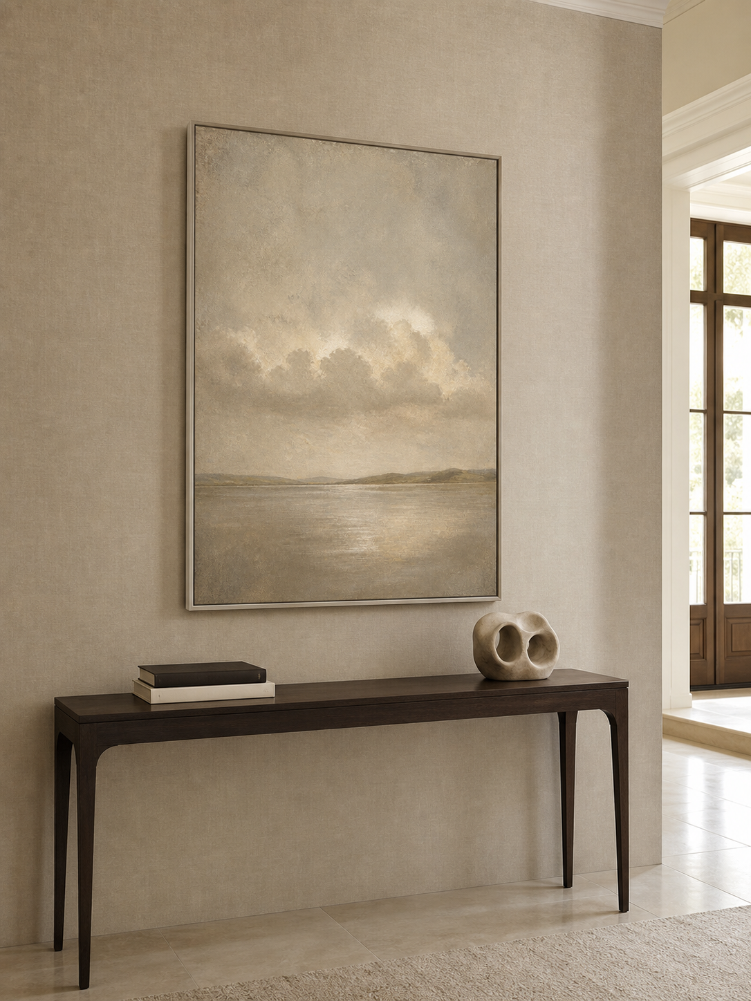 Minimalist Neutral Beach Oil Painting Large Minimalist Ocean Canvas Art