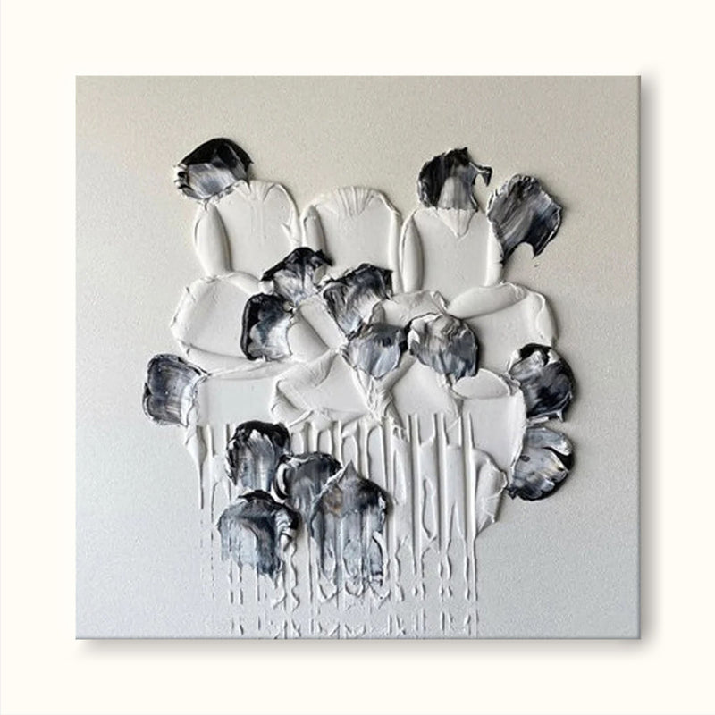 White Textured Painting On Canvas Large Modern Floral Texture Acrylic Painting