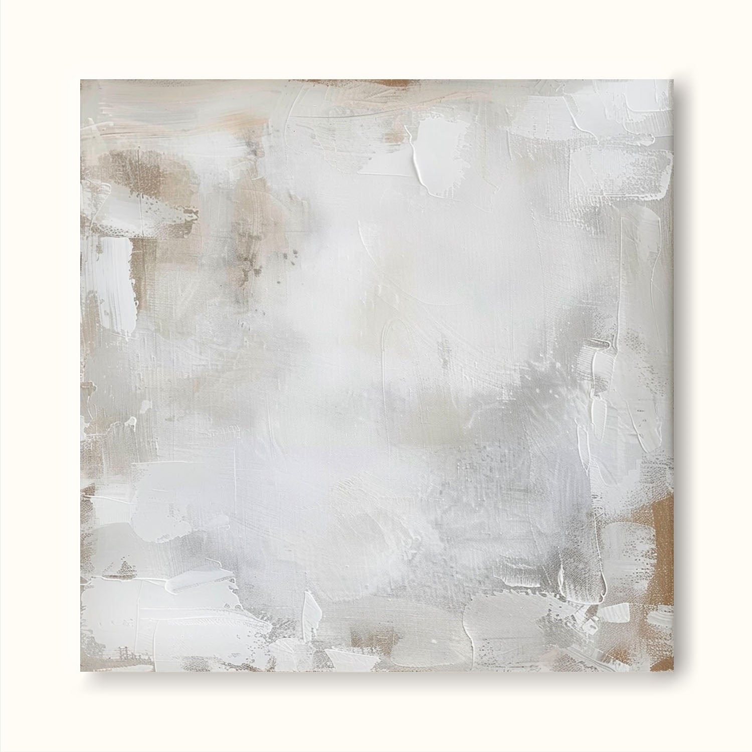 Vintage White Abstract Canvas Painting Original Minimalist Acrylic Art Neutral White Wabi Sabi Canvas Art