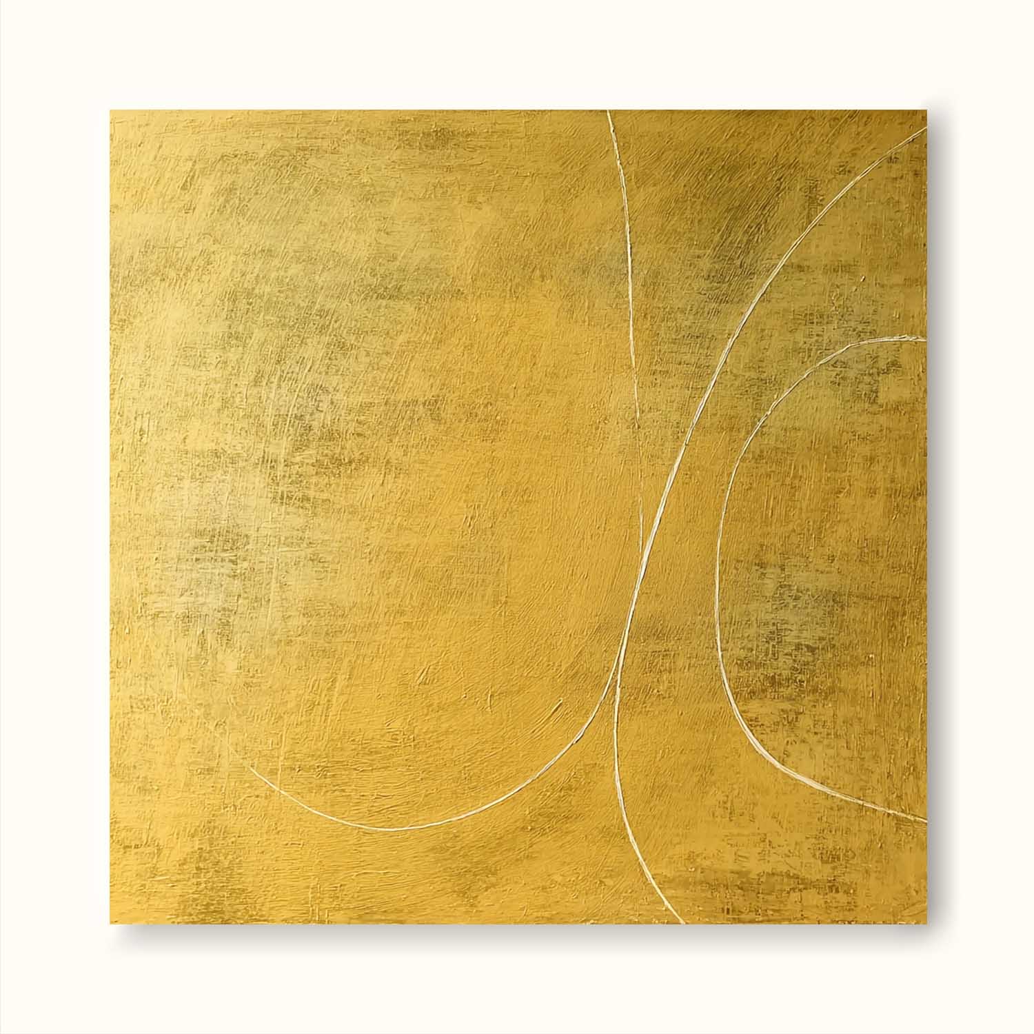 Large Yellow Abstract Line Painting On Canvas Original Yellow Abstract Oil Painting Modern Minimalist Wabi Sabi Wall Art