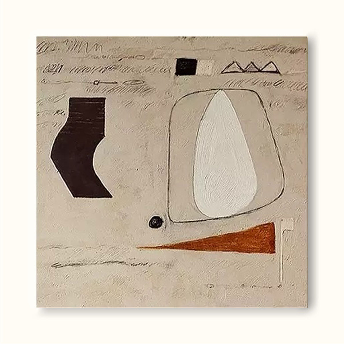 View of Vintage Minimalist Art Framed Minimalist Modern Abstract Painting ...