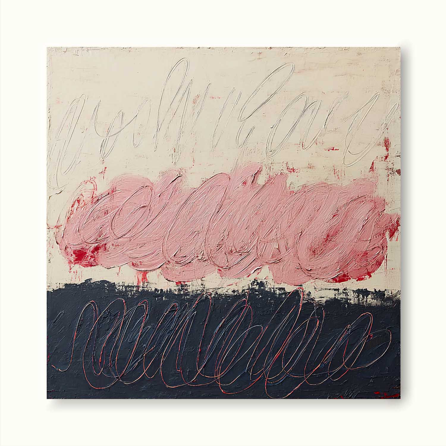 Large Beige Pink And Black Abstract Oil Painting Beige Pink Abstract Painting On Canvas Original Minimalist Canvas Art