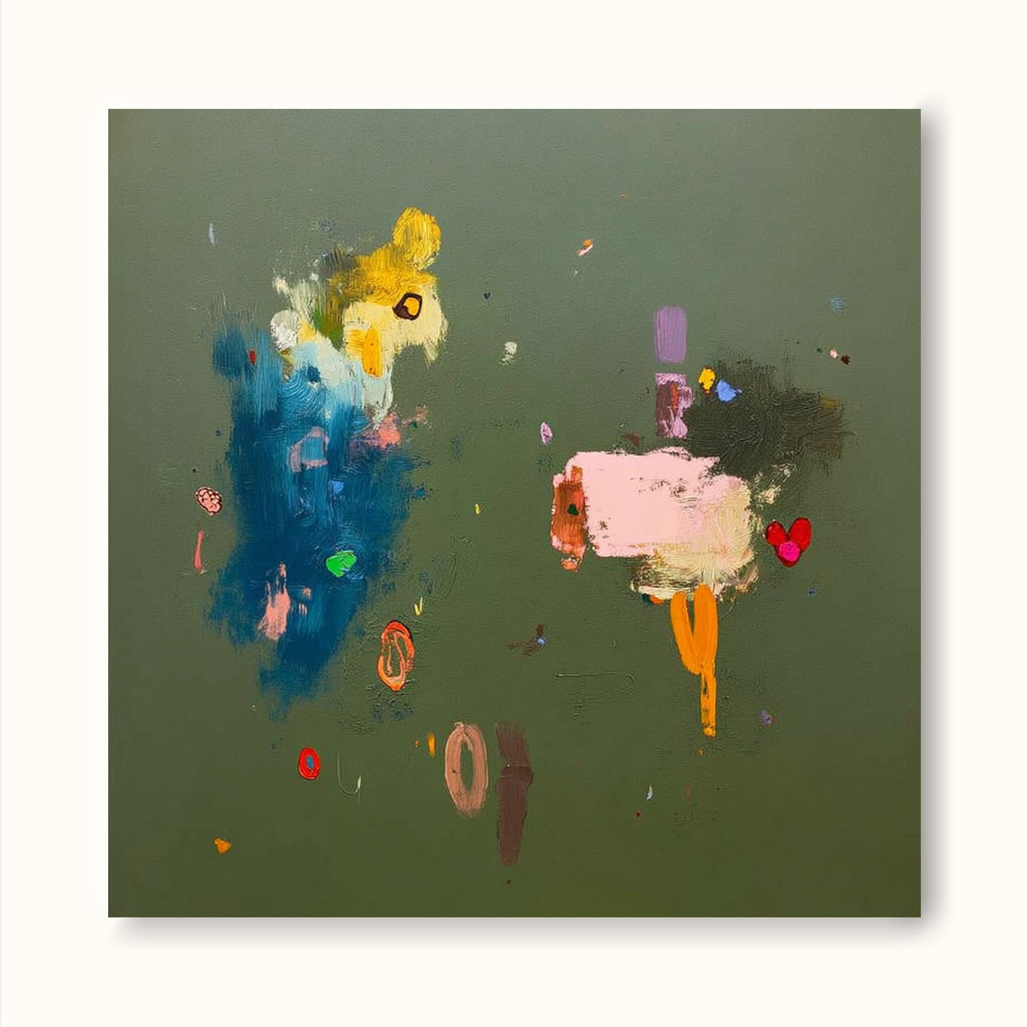 Handmade Colorful Abstract Painting On Green Background Modern Colorful Painting For Living Room Decor