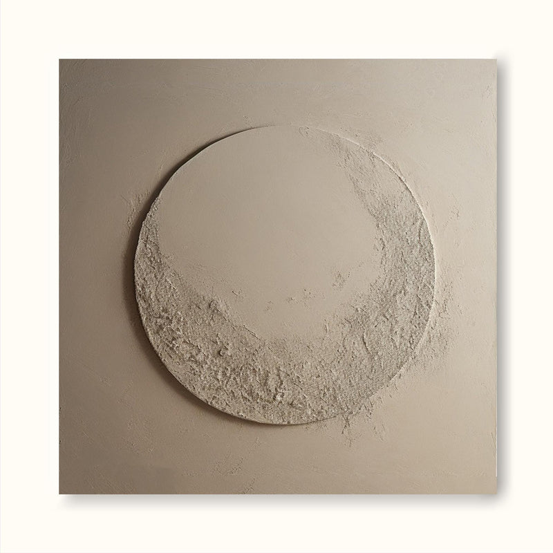 Minimalist Beige Circle Texture Wall Art Large Beige Abstract Painting Beige Wabi Sabi Wall Art