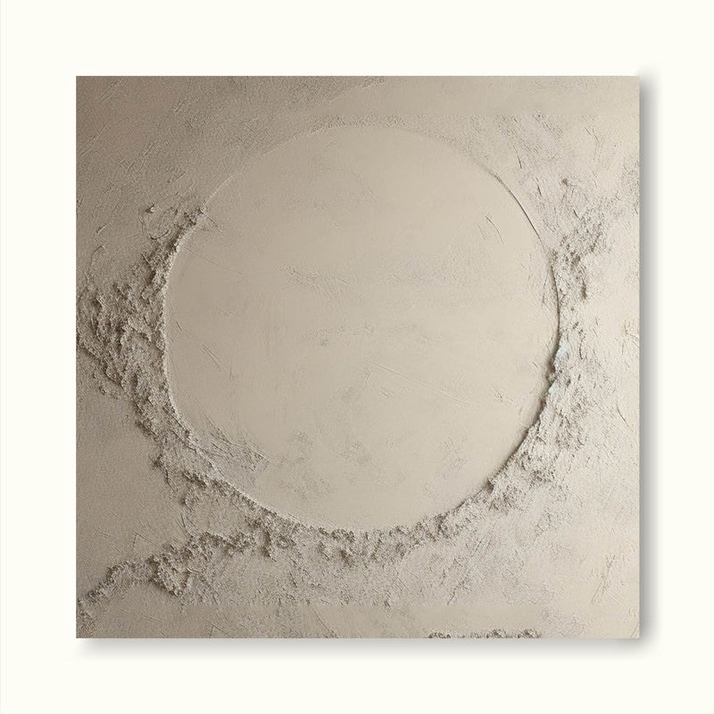 Large Beige Circle Abstract Painting Original Beige Abstract Painting Pure Beige Texture Wall Art
