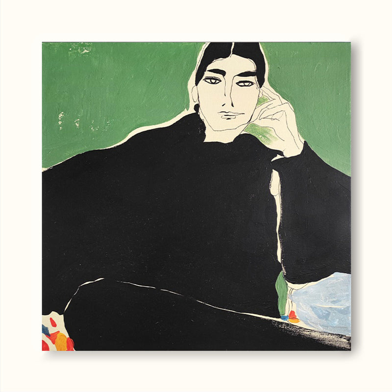 Modern Minimalist Woman Art Female Minimalist Wall Art Minimalist Portrait Painting Framed 