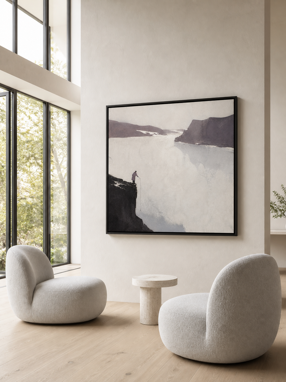 Hand-Painted Spectacular River Canvas Art Minimalist Landscape Wall Art