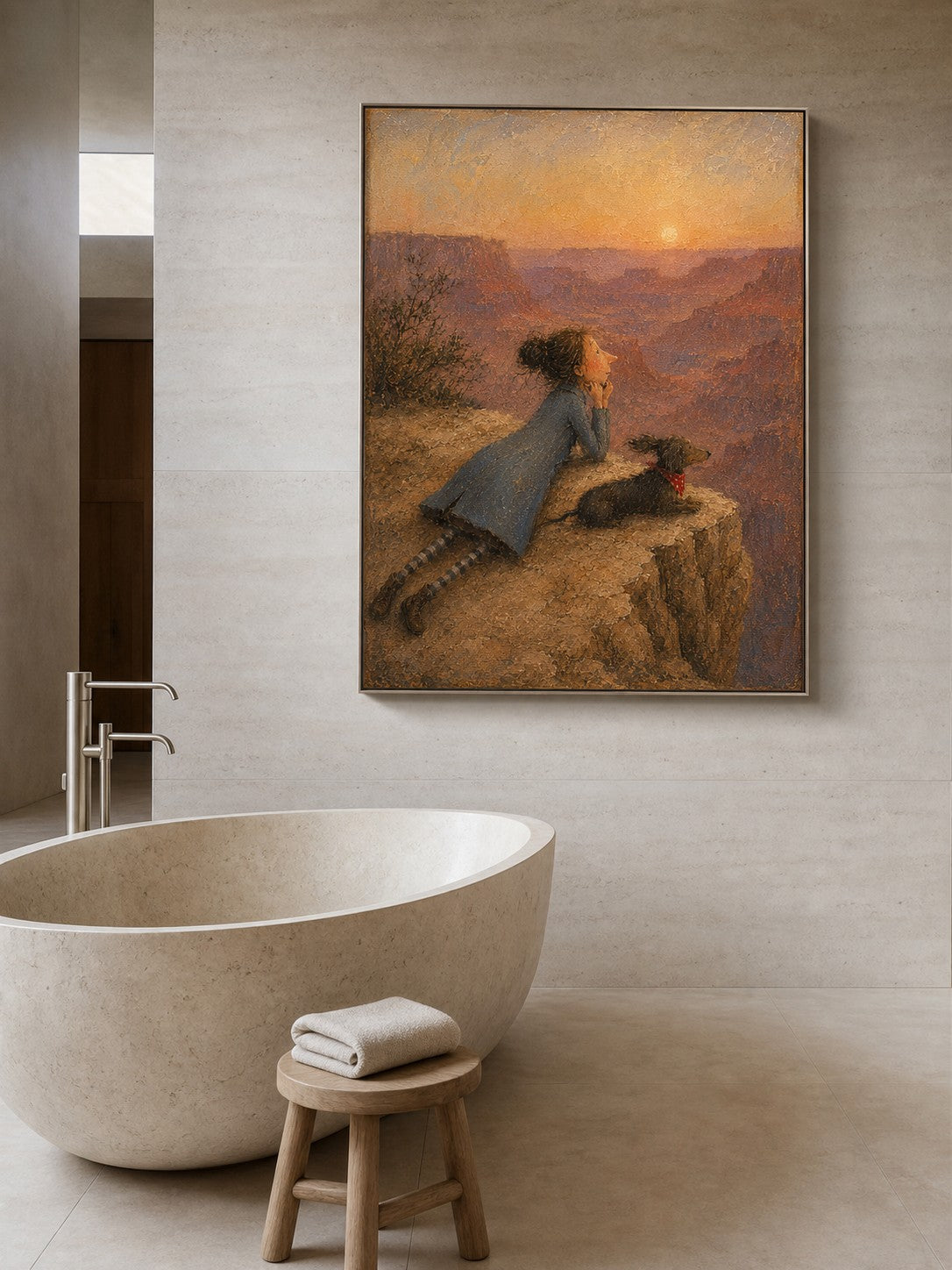 Hand Painted Grand Canyon Pet Travel Oil Painting Grand Canyon Sunset Painting