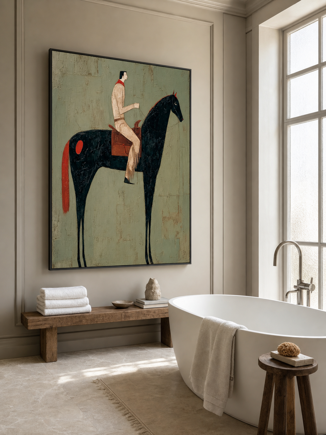 Vintage Equestrian Abstract Oil Painting Canvas Art Large Equestrian Abstract Oil Painting