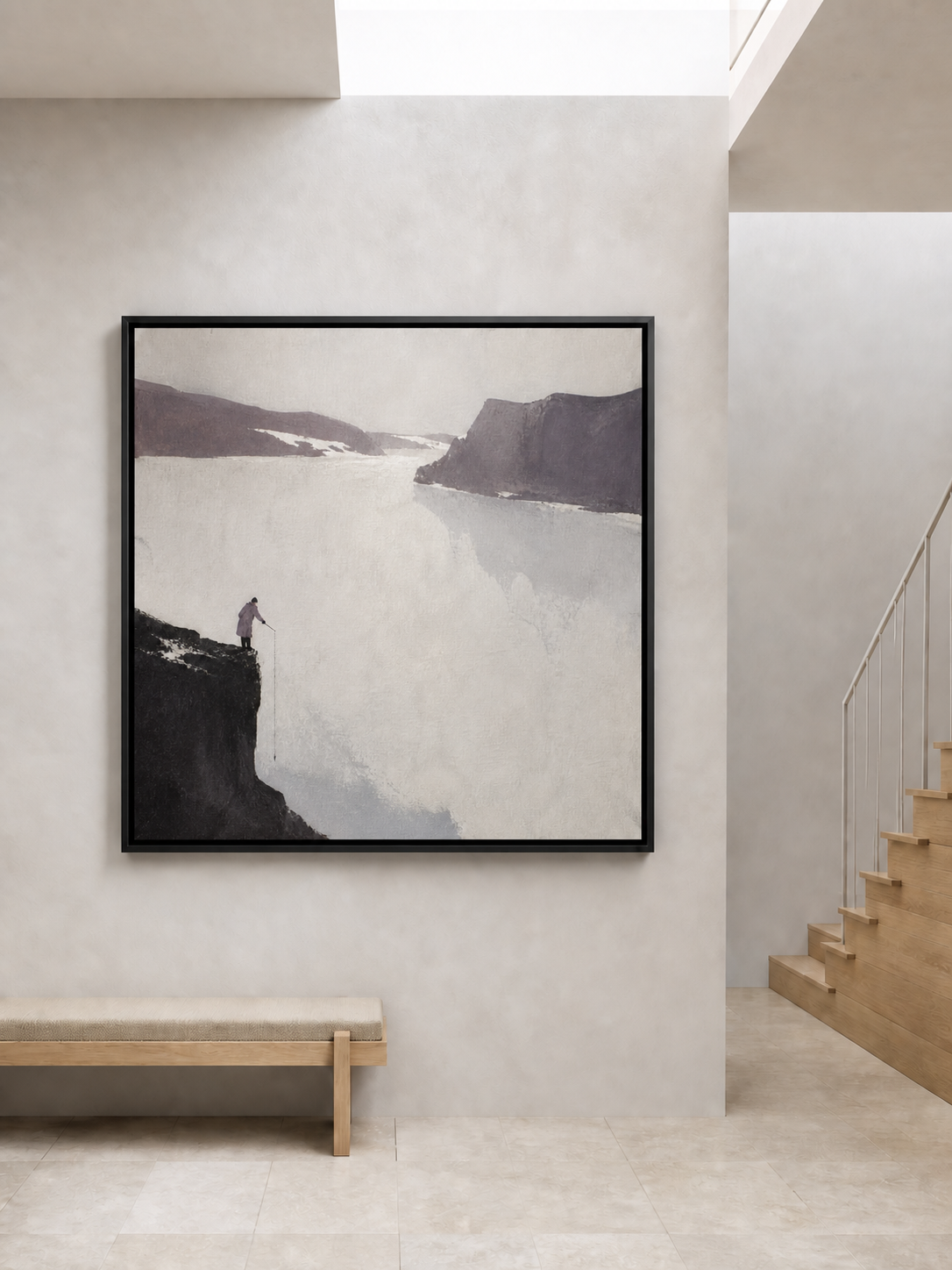 Hand-Painted Spectacular River Canvas Art Minimalist Landscape Wall Art