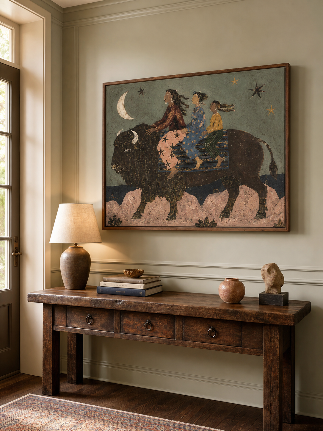 Rustic Luxury Villa Animal Painting Above Couch Large Texture Bohemian Wall Art Canvas