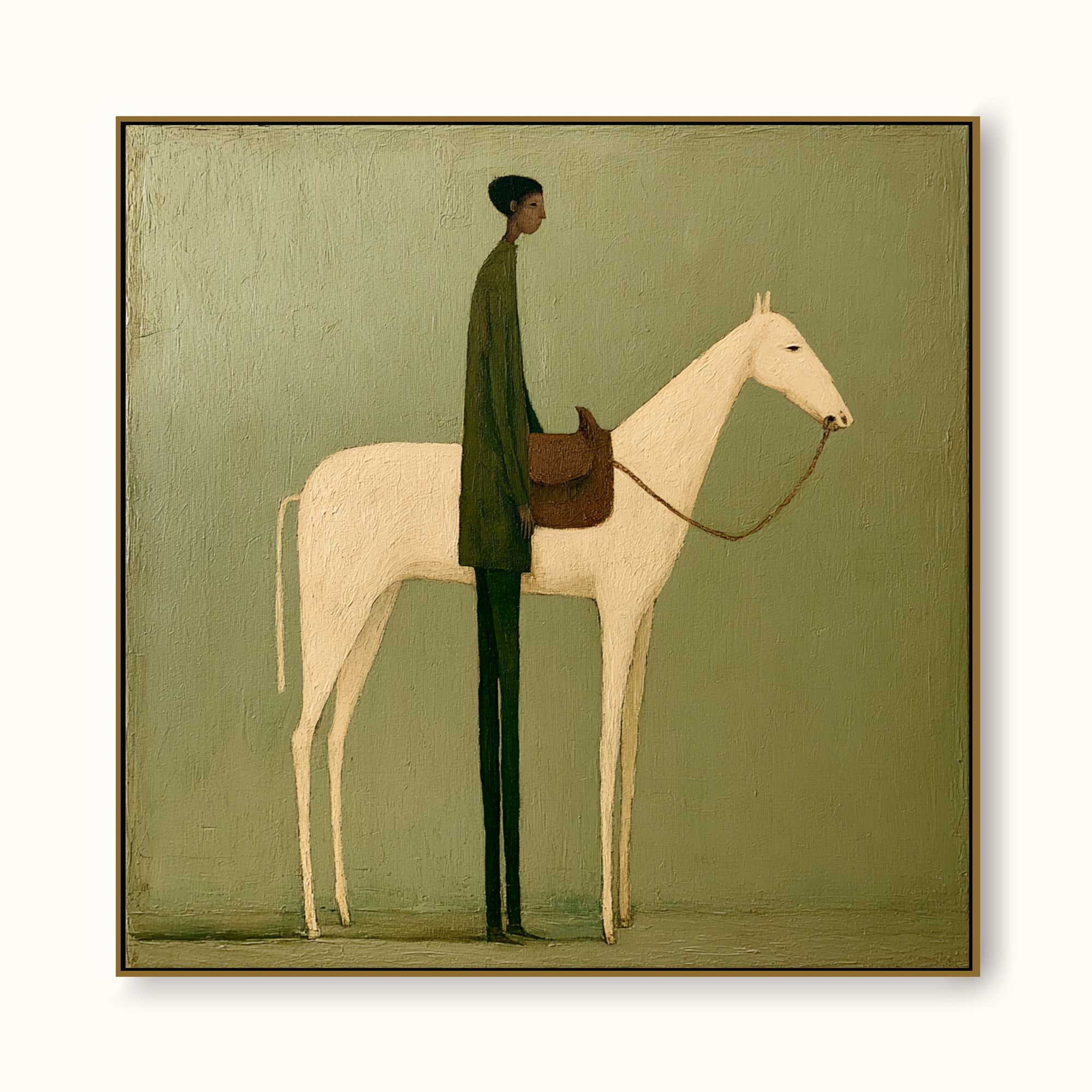 Vintage Figure And Horse Oil Painting Minimalist Horse And Figure Hand-Painted Wall Art