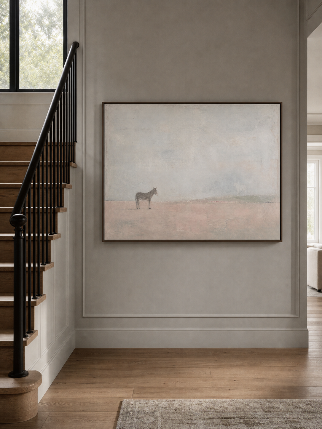 Rustic Minimalist Donkey Painting For Modern Farmhouse Wall Decor Art
