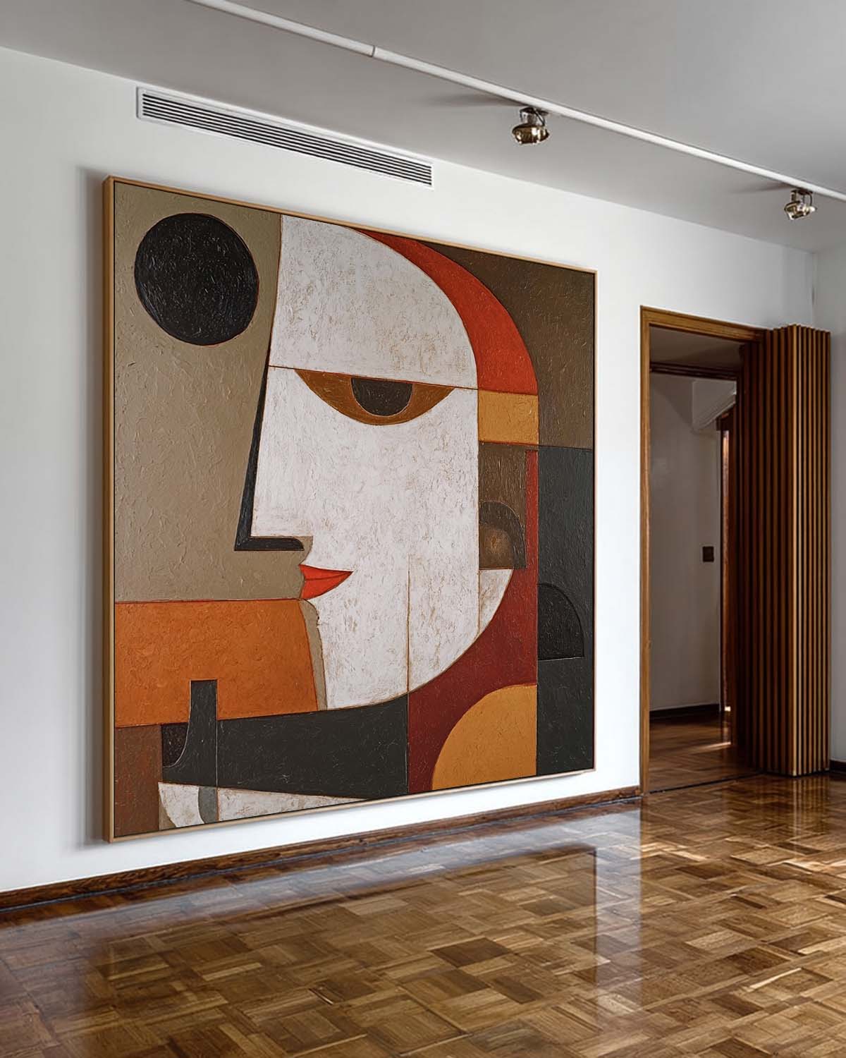Minimalist Abstract Face Painting In Warm Earth Tones Textured Wall Art