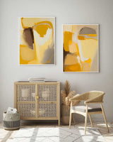 2 Piece Yellow Minimalist Abstract Canvas Painting Framed Set Of 2 Bright Minimalist Wall Art For Wall Decor