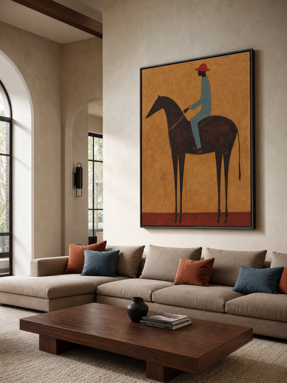 Original Equestrian Oil Painting Canvas Handmade Minimalist Rider Oil Painting