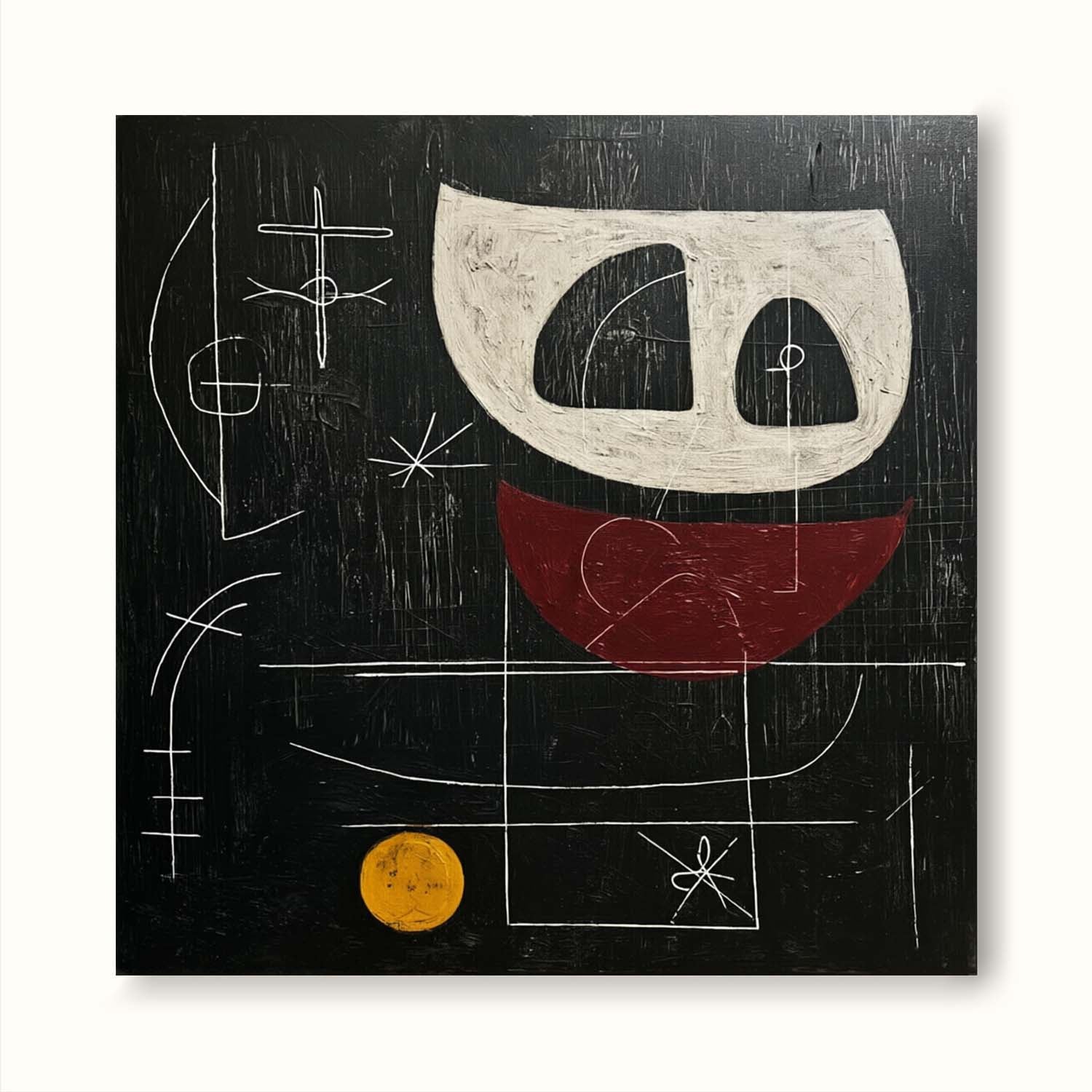 Square Black And Red Abstract Painting With Geometric Lines Square Black And Red Abstract Painting