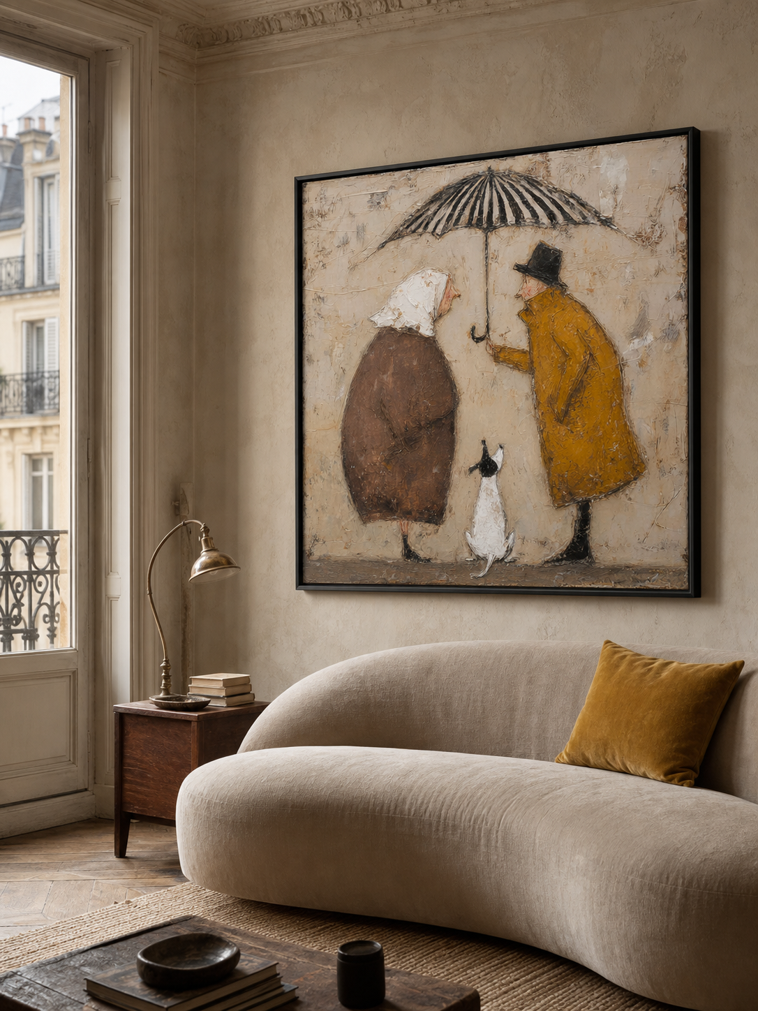 Large Framed Oil Painting Minimalist People Oil PaintingVintage Minimalist People Artwork For Living Room