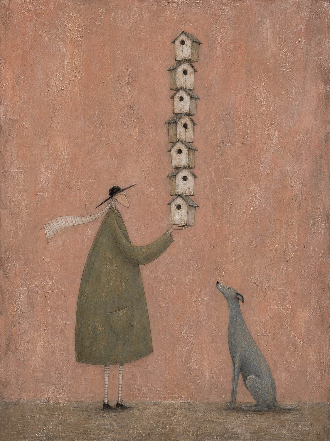 Vintage Style Wall Art Featuring Dog Companion And Earthy Tones